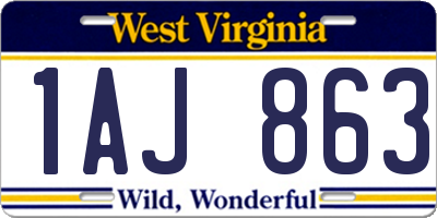 WV license plate 1AJ863