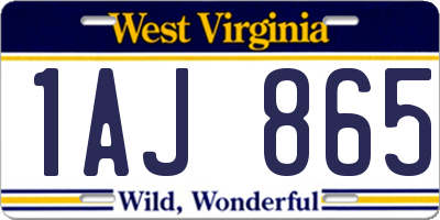 WV license plate 1AJ865