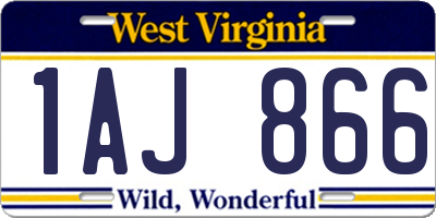 WV license plate 1AJ866