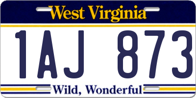 WV license plate 1AJ873