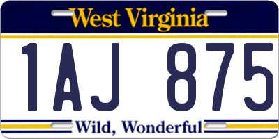 WV license plate 1AJ875