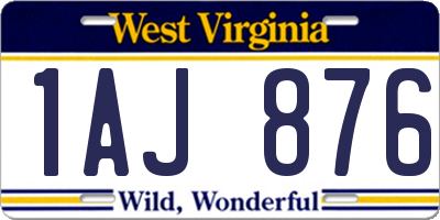 WV license plate 1AJ876