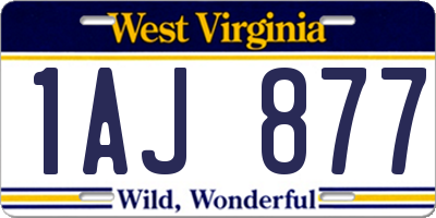 WV license plate 1AJ877