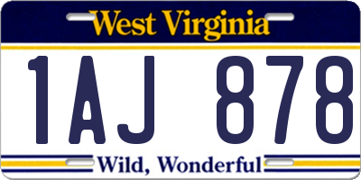 WV license plate 1AJ878