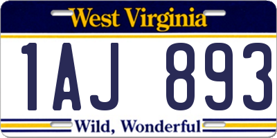 WV license plate 1AJ893