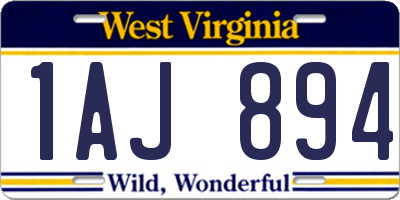 WV license plate 1AJ894