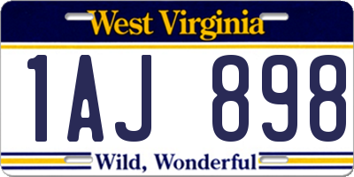 WV license plate 1AJ898