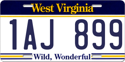 WV license plate 1AJ899