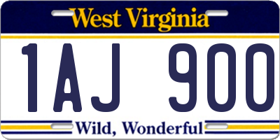 WV license plate 1AJ900