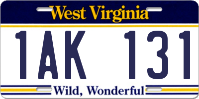 WV license plate 1AK131