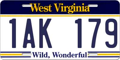 WV license plate 1AK179