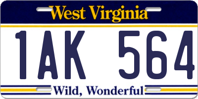 WV license plate 1AK564