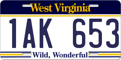 WV license plate 1AK653