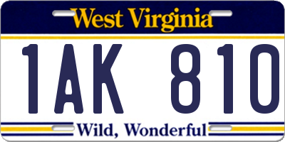 WV license plate 1AK810