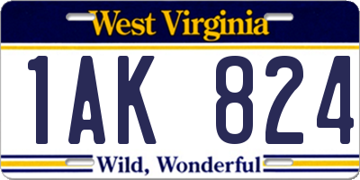 WV license plate 1AK824
