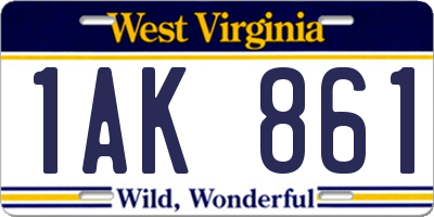 WV license plate 1AK861