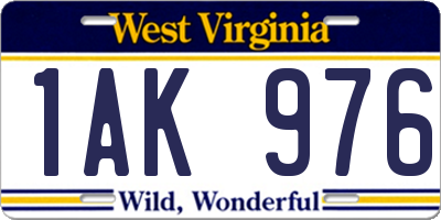 WV license plate 1AK976