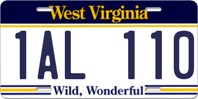 WV license plate 1AL110