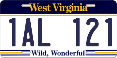 WV license plate 1AL121