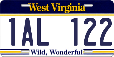 WV license plate 1AL122