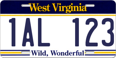 WV license plate 1AL123