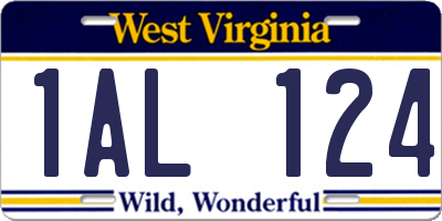 WV license plate 1AL124