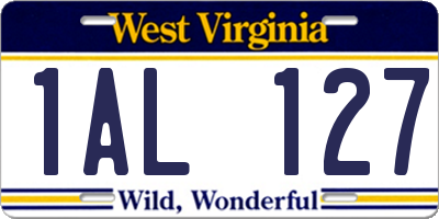 WV license plate 1AL127