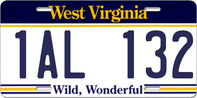 WV license plate 1AL132