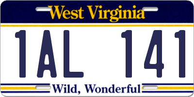 WV license plate 1AL141