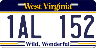 WV license plate 1AL152