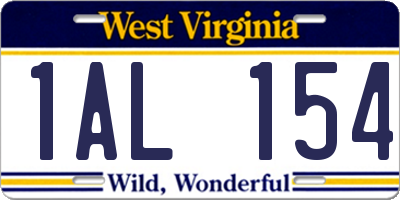 WV license plate 1AL154