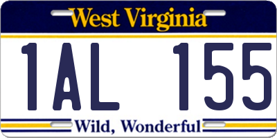 WV license plate 1AL155