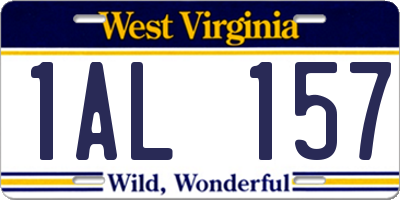 WV license plate 1AL157