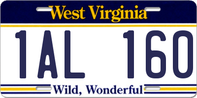 WV license plate 1AL160