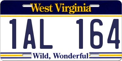 WV license plate 1AL164