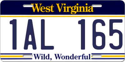 WV license plate 1AL165