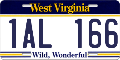 WV license plate 1AL166