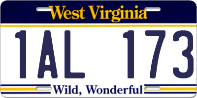 WV license plate 1AL173