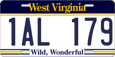 WV license plate 1AL179