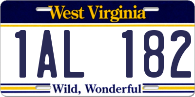 WV license plate 1AL182
