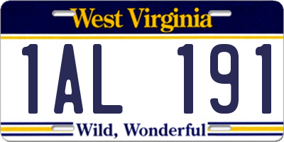 WV license plate 1AL191