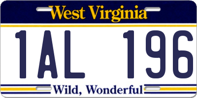 WV license plate 1AL196