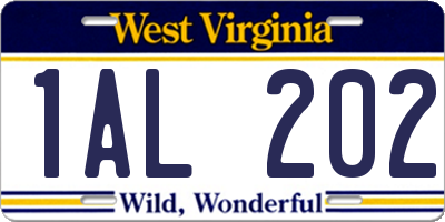 WV license plate 1AL202