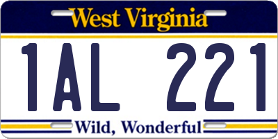 WV license plate 1AL221