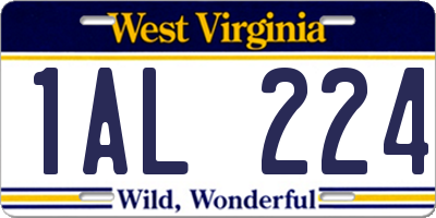 WV license plate 1AL224