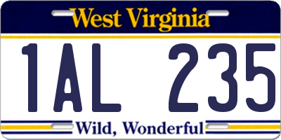 WV license plate 1AL235