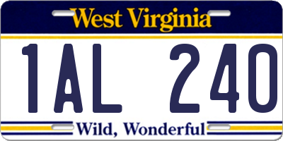 WV license plate 1AL240