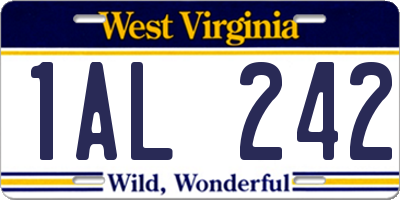 WV license plate 1AL242