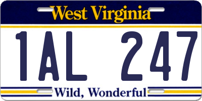 WV license plate 1AL247