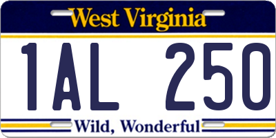 WV license plate 1AL250